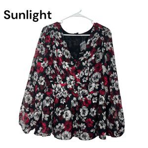 Torrid Womens Pullover Peplum Chiffon Floral Top Blouse Size 2X Multicolor